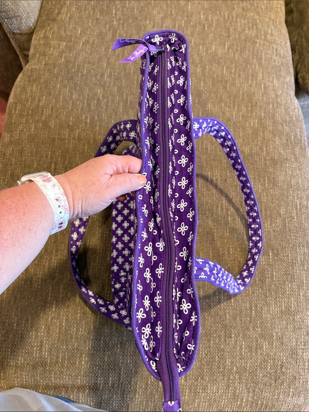 Vera Bradley Purple Quilted Floral Tote - Picture 7 of 10
